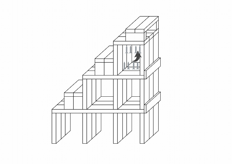 2×4階段作り工程　6段目