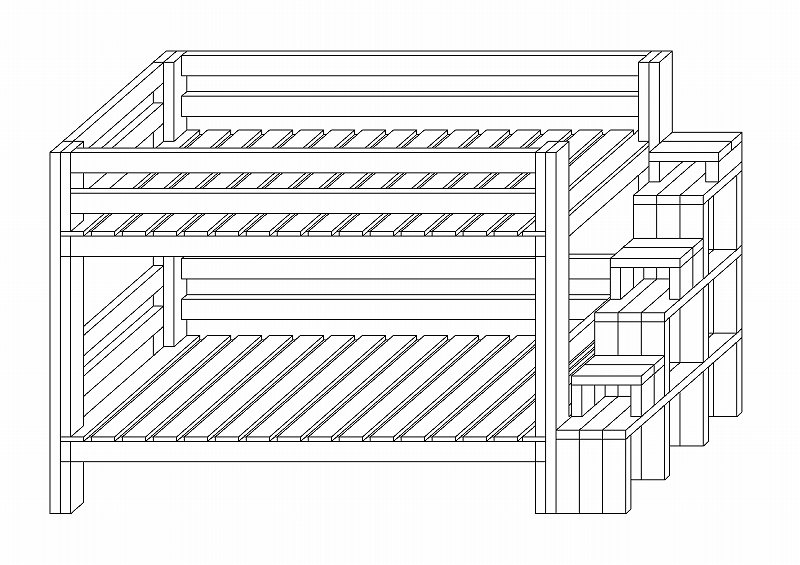 2段ベッドと階段