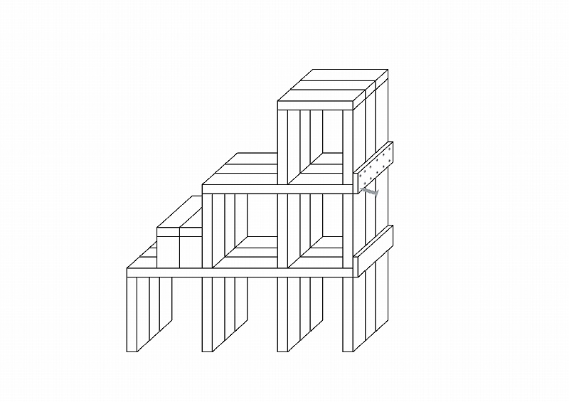 2×4階段作り工程　5段目